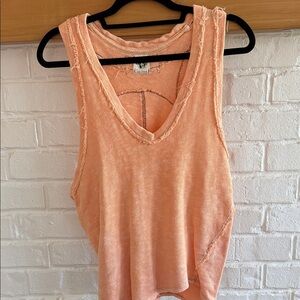 Free People Peach Distressed Knit Tank